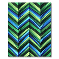Vibrant Green Blue Chevron Geometric Layer Rug