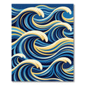 Dynamic Blue Yellow Wave Composition Rug