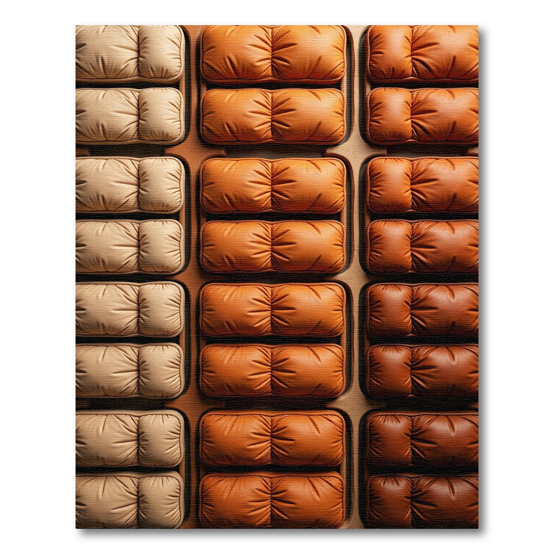 Gradient Amber Leather Tufted Grid Rug