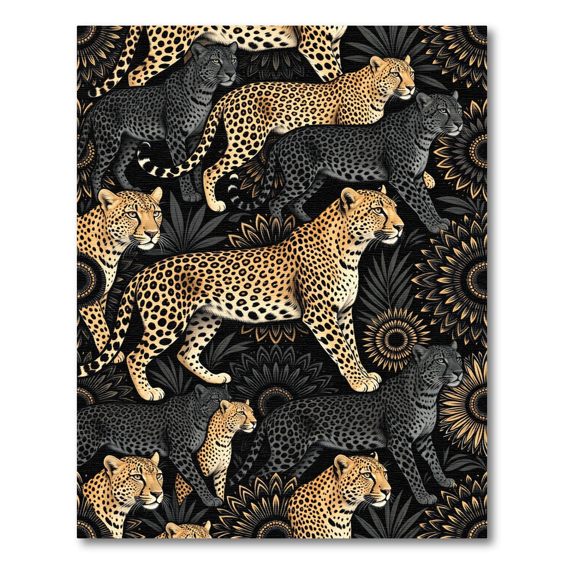 Golden Cheetah Black Panther Ensemble Rug