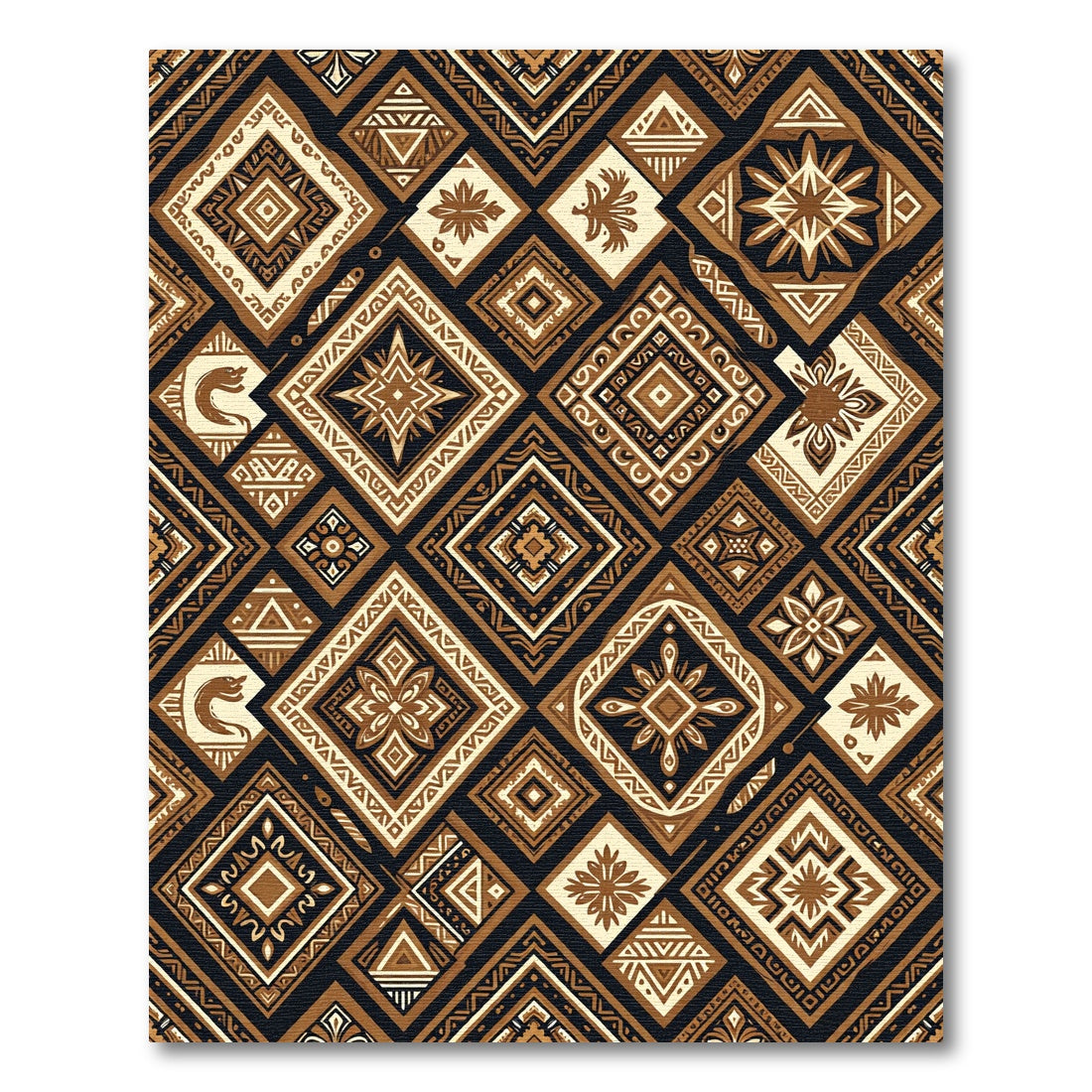Rich Earthy Diamond Medallions Rug