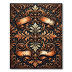 Ornate Copper Scroll Filigree Scrollwork Rug