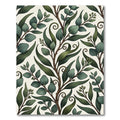 Elegant Sage Green Eucalyptus Leaf Vines Rug