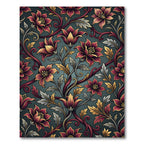Elegant Maroon Gold Floral Scroll Rug