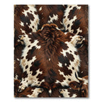 Rustic Brown and White Cowhide Hide Rug