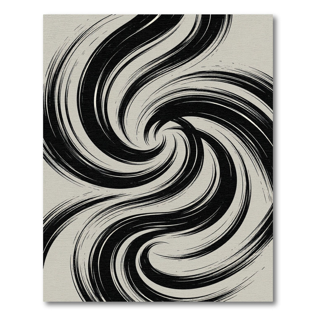 Minimalist Monochrome Abstract Swirling Vortex Rug