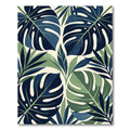 Lush Tropical Monstera Leaf Navy Green Rug