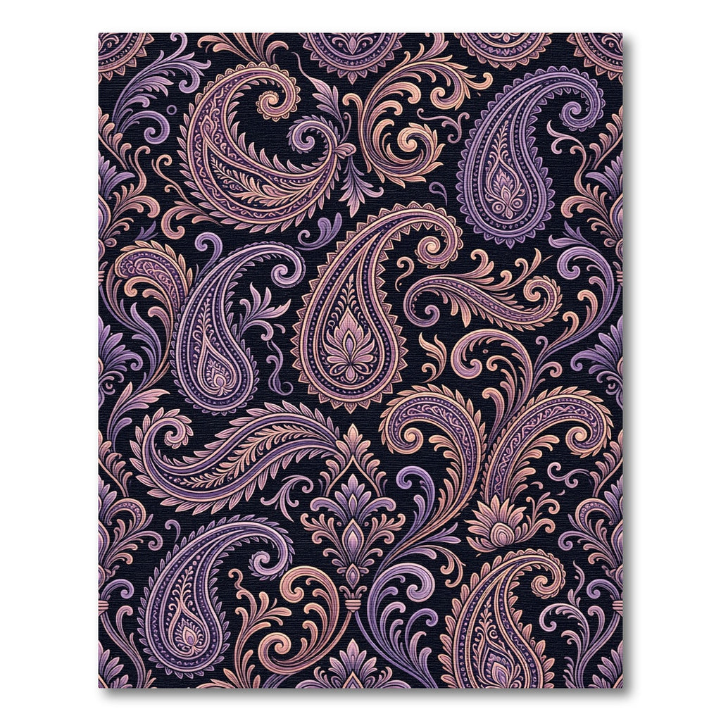 Ornate Paisley Floral Purple Gold Rug