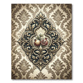 Elegant Pomegranate Damask Scroll Medallion Rug