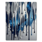 Blue White Drip Abstract Paint Rug