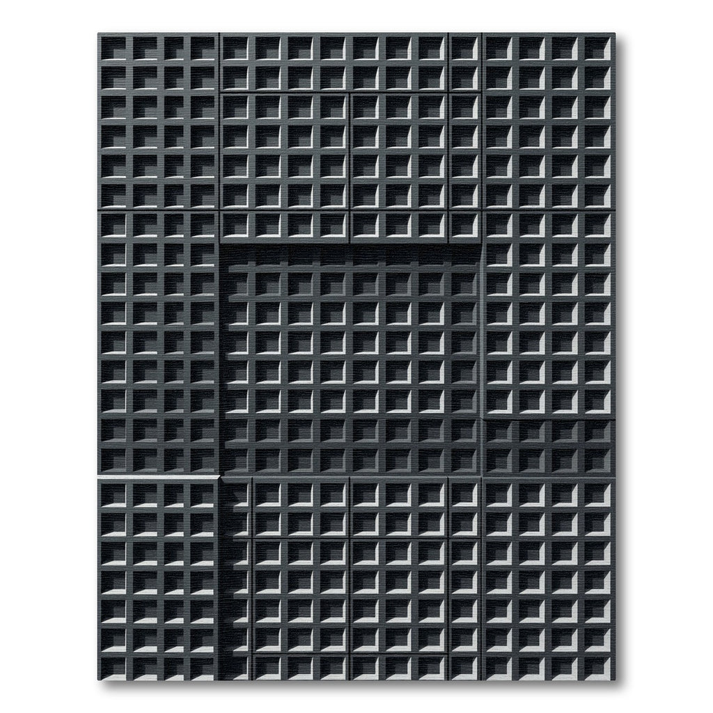Monochromatic Charcoal Grid Geometric Rug