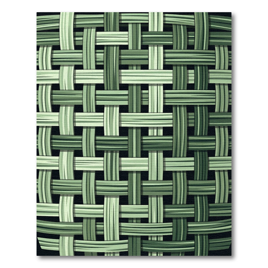Green Woven Basket Weave Rug