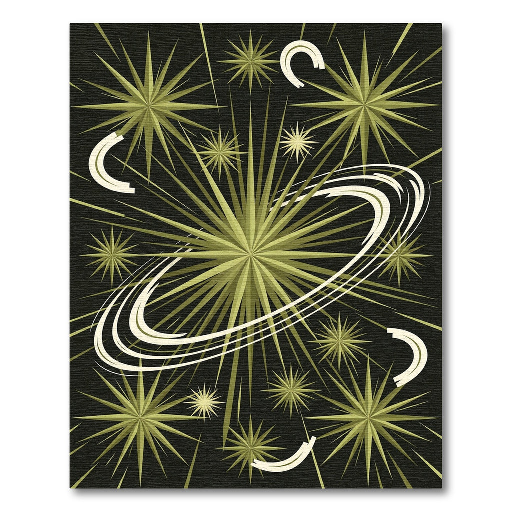 Celestial Olive Starburst Cosmic Ring Rug