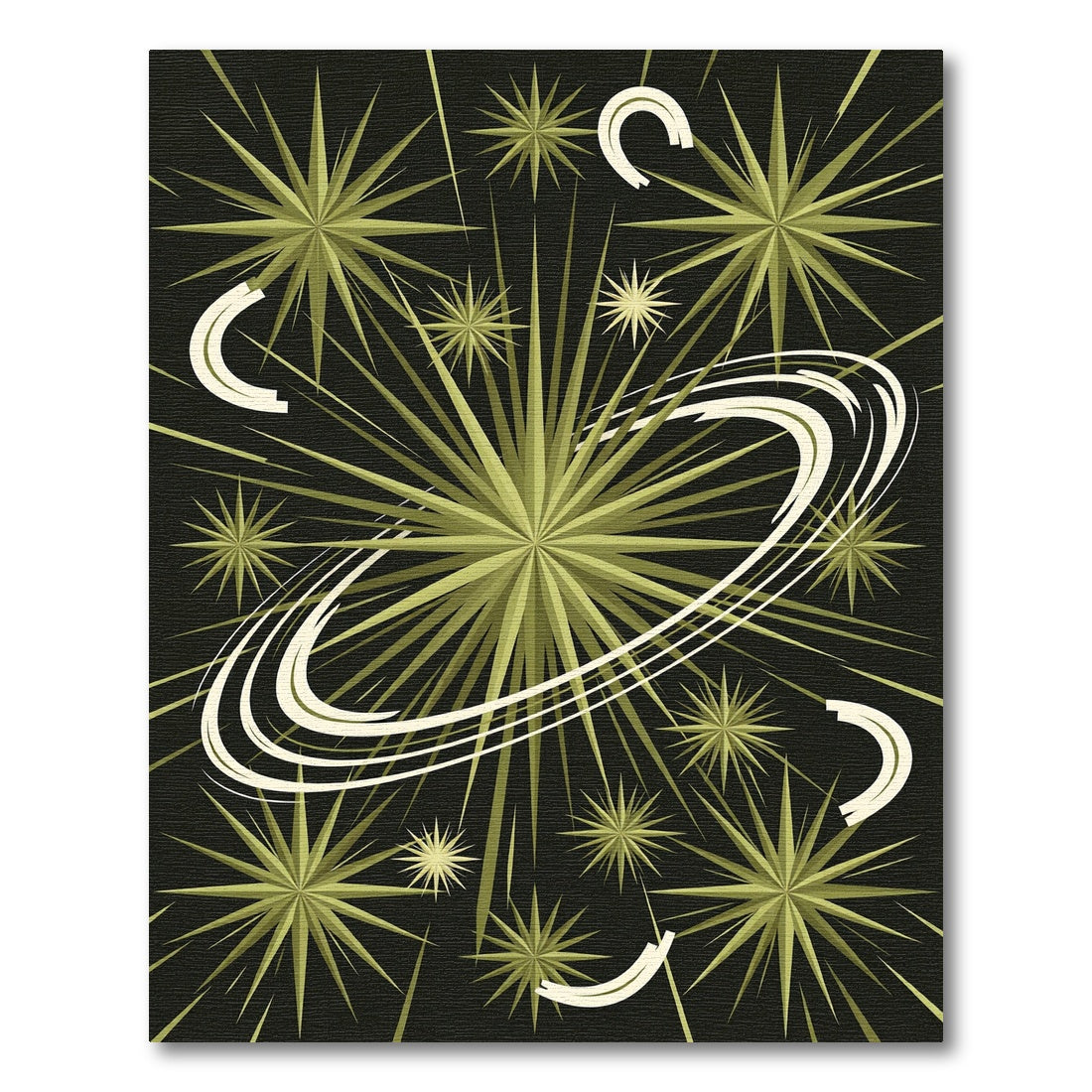 Celestial Olive Starburst Cosmic Ring Rug