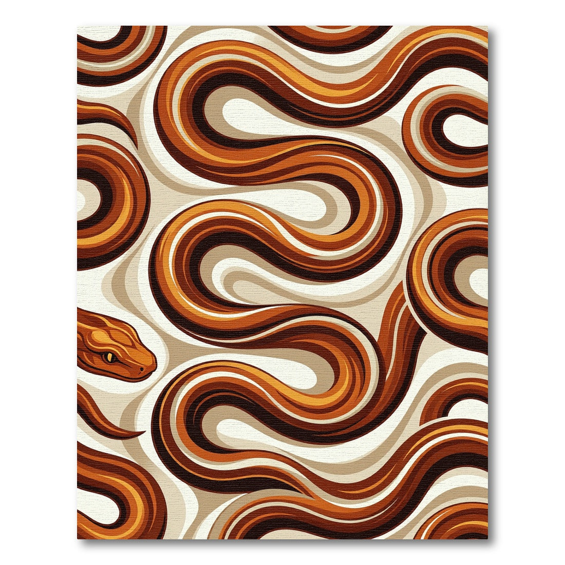 Abstract Amber Serpentine Wave Rug