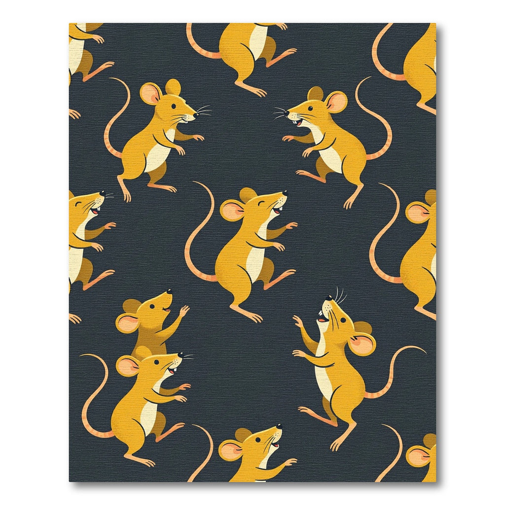 Whimsical Yellow Mouse Cartoon Background Rug