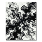 Monochrome Abstract Ink Flow Swirl Rug