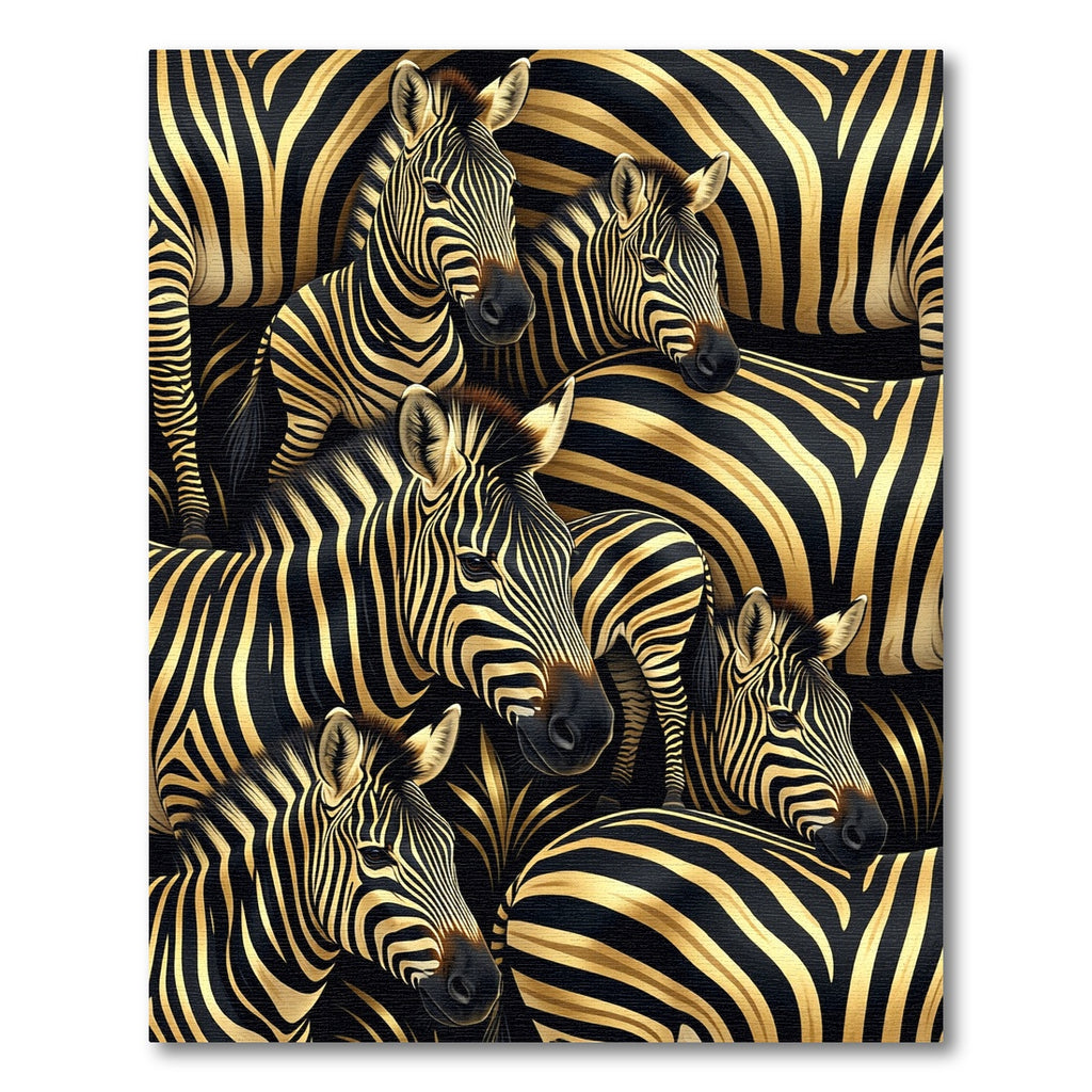 Luxurious Black Gold Zebra Herd Rug