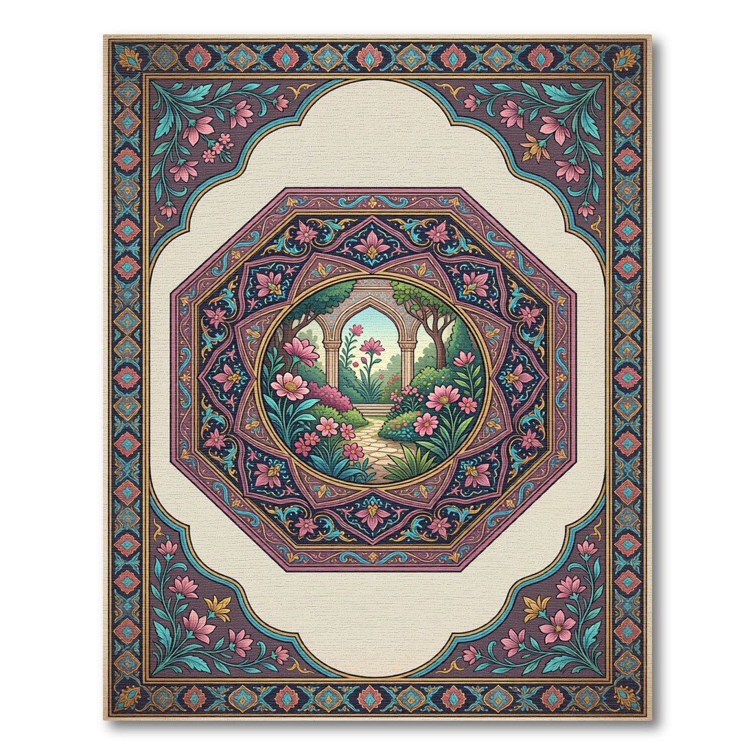 Enchanting Garden Arch Rococo Floral Rug