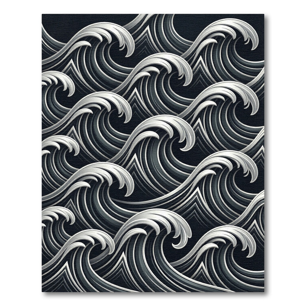 Dramatic Deep Gray Crashing Waves Rug