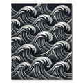 Dramatic Deep Gray Crashing Waves Rug