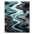 Serene Aqua Winding River Landscape Rug