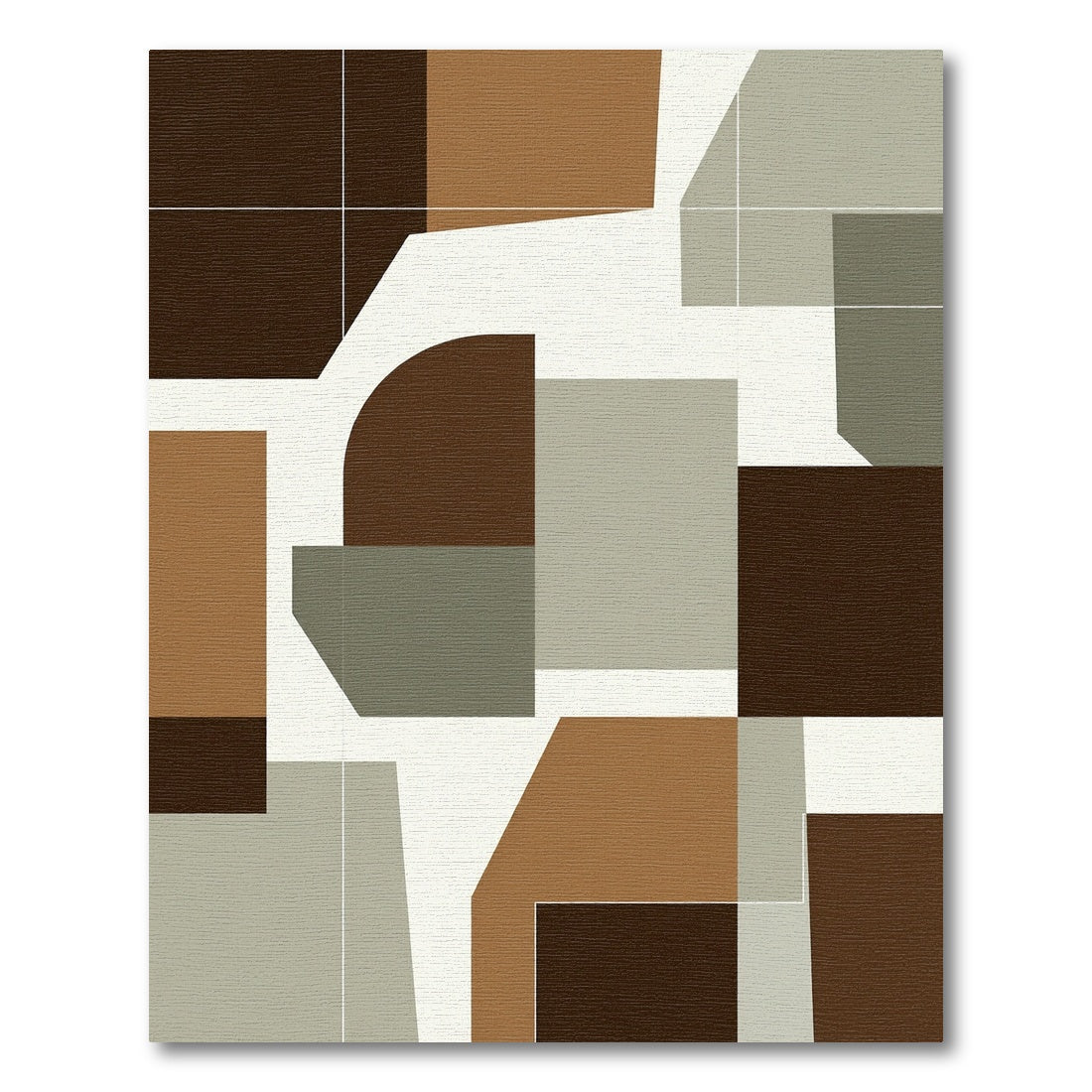Modern Earthy Geometric Block Composition Rug