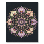 Elegant Floral Orchid Mandala Round Rug