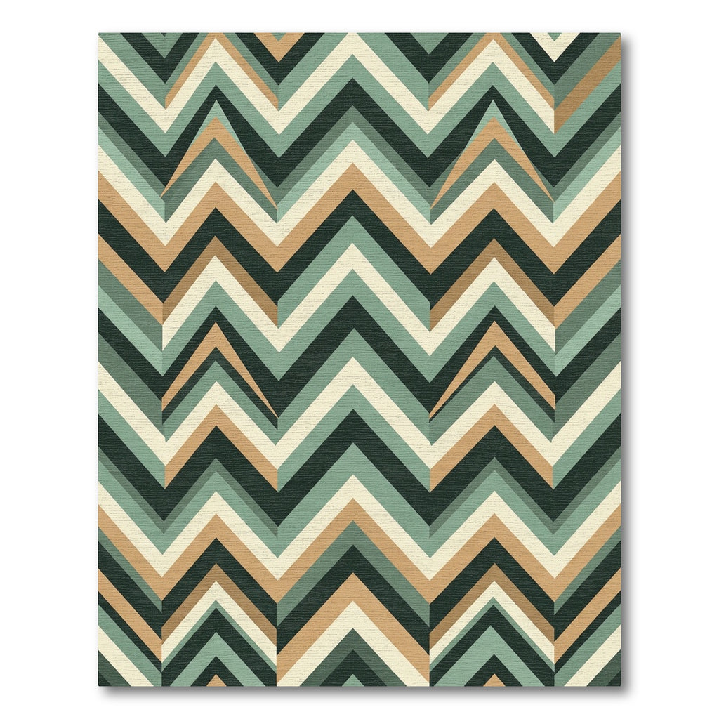 Mid Century Geometric Chevron Sage Earth Rug