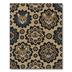 Ocelot Floral Medallion Gold Black Rug