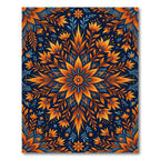 Vibrant Orange Blue Floral Mandala Rug