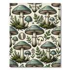 Sage Green Mushroom Forest Floor Illustration Rug