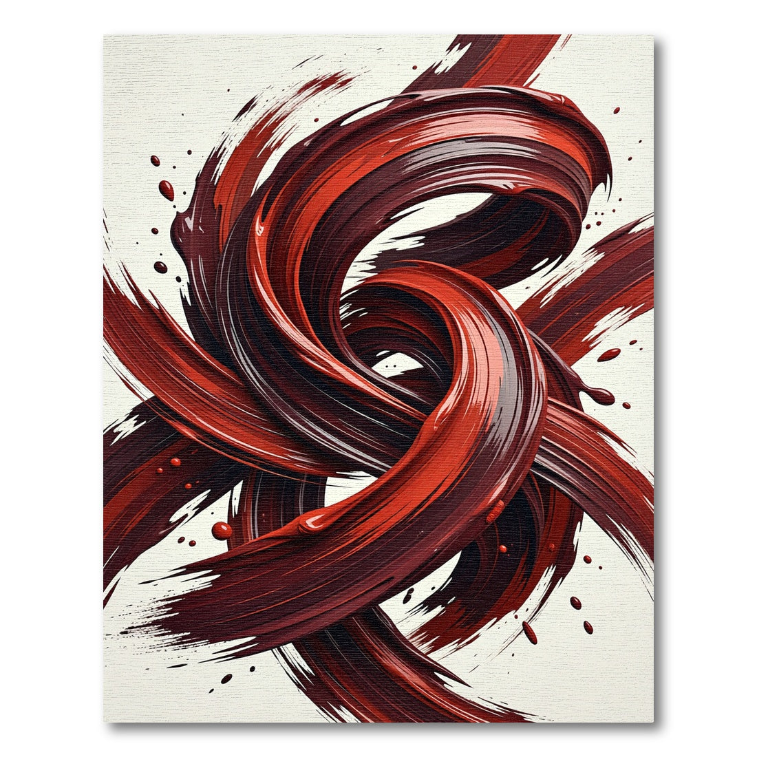 Abstract Crimson Swirl Flow Rug