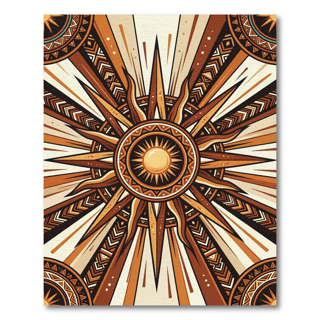 Radiant Gold Celestial Sunburst Earthy Decor Rug