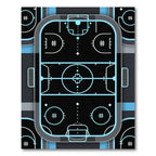 Neon Cyan Athletic Rink Grid Rug