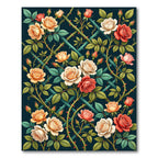 Romantic Coral Rose Trellis Harmony Rug