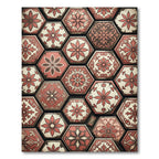 Vintage Red Floral Hexagon Medallion Rug