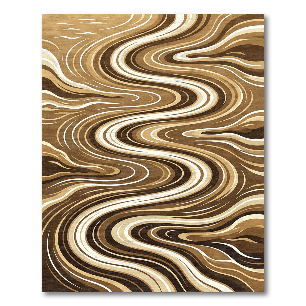 Earthy Brown Flowing Abstract Waves Rug