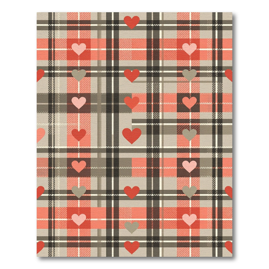 Sage and Crimson Plaid Heart Grid Rug