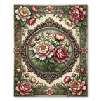 Vintage Pink Peony Medallion Floral Rug