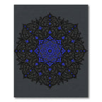 Intricate Electric Blue Scroll Medallion Rug