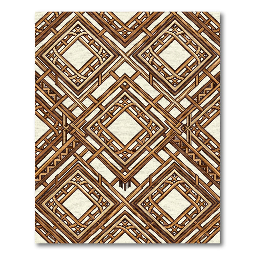 Art Deco Wood Diamond Lattice Rug