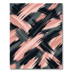 Blush Rose and Charcoal Abstract Strokes Rug