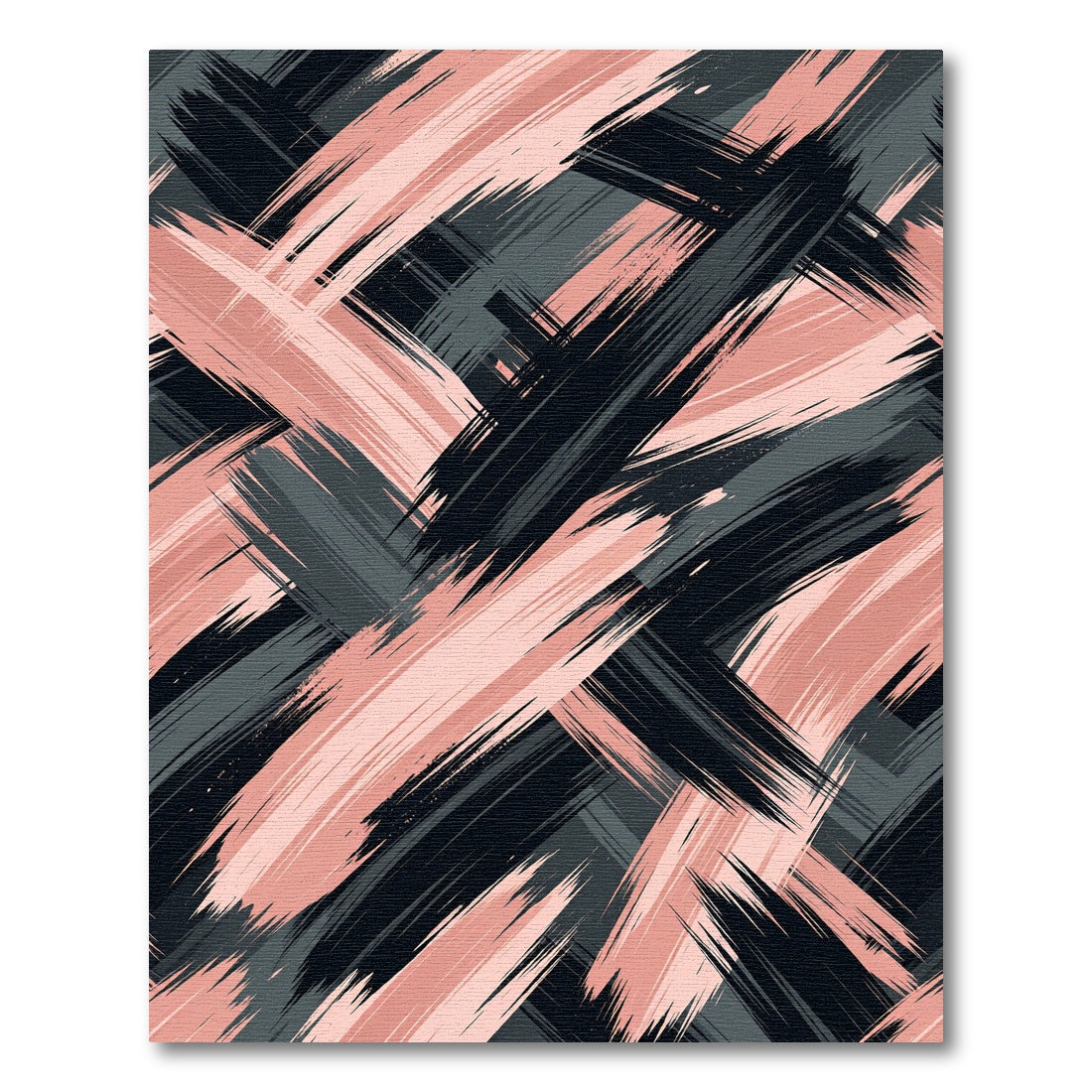 Blush Rose and Charcoal Abstract Strokes Rug