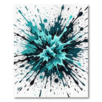 Teal and Black Abstract Liquid Splash Rug