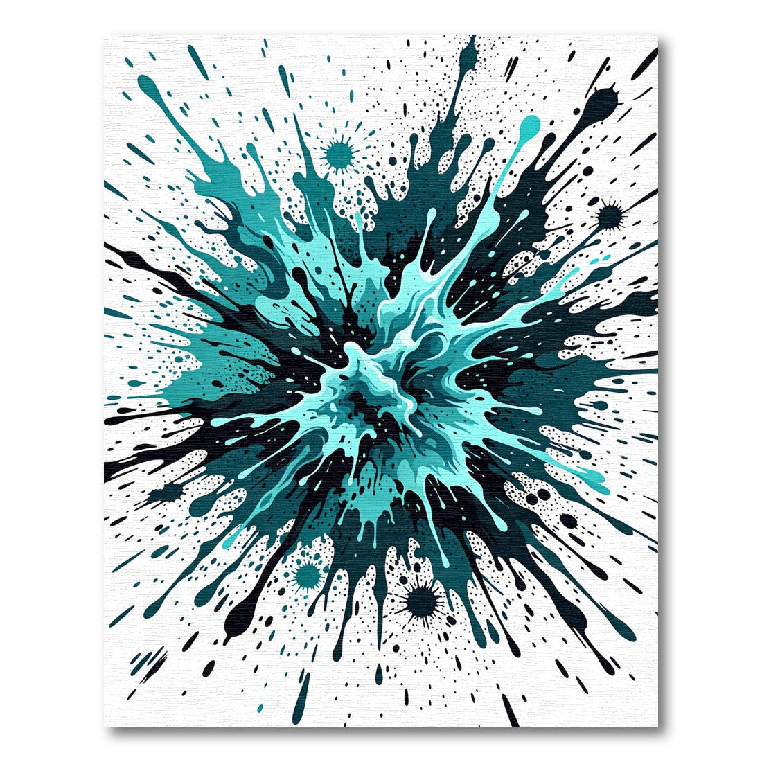 Teal and Black Abstract Liquid Splash Rug