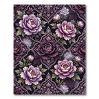 Elegant Plum Peony Damask Floral Rug