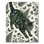 Whimsical Dark Forest Cat Fern Meadow Rug