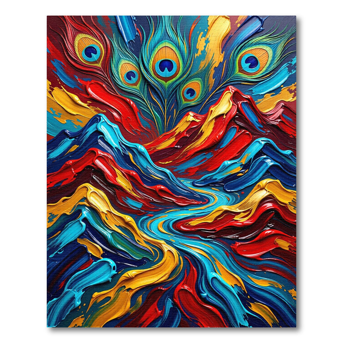 Vibrant Peacock Feather Swirl Abstract Rug