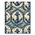 Nautical Anchor Rope Marine Navy Cream Rug